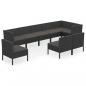 Preview: 9-tlg. Garten-Lounge-Set mit Auflagen Poly Rattan Schwarz