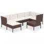 Preview: 7-tlg. Garten-Lounge-Set mit Auflagen Poly Rattan Braun