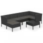 Preview: 7-tlg. Garten-Lounge-Set mit Auflagen Poly Rattan Schwarz