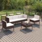 Preview: ARDEBO.de - 6-tlg. Garten-Lounge-Set mit Auflagen Poly Rattan Braun