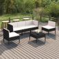 Preview: ARDEBO.de - 6-tlg. Garten-Lounge-Set mit Auflagen Poly Rattan Schwarz