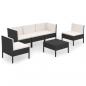 Preview: 6-tlg. Garten-Lounge-Set mit Auflagen Poly Rattan Schwarz