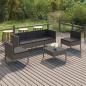 Preview: ARDEBO.de - 6-tlg. Garten-Lounge-Set mit Auflagen Poly Rattan Grau