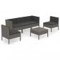 Preview: 6-tlg. Garten-Lounge-Set mit Auflagen Poly Rattan Grau