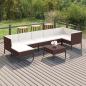 Preview: ARDEBO.de - 8-tlg. Garten-Lounge-Set mit Auflagen Poly Rattan Braun