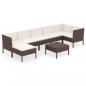 Preview: 8-tlg. Garten-Lounge-Set mit Auflagen Poly Rattan Braun