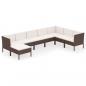 Preview: 8-tlg. Garten-Lounge-Set mit Auflagen Poly Rattan Braun