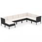 Preview: 8-tlg. Garten-Lounge-Set mit Auflagen Poly Rattan Schwarz