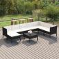 Preview: ARDEBO.de - 9-tlg. Garten-Lounge-Set mit Auflagen Poly Rattan Schwarz