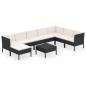 Preview: 9-tlg. Garten-Lounge-Set mit Auflagen Poly Rattan Schwarz