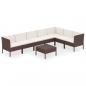 Preview: 8-tlg. Garten-Lounge-Set mit Auflagen Poly Rattan Braun