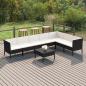 Preview: ARDEBO.de - 8-tlg. Garten-Lounge-Set mit Auflagen Poly Rattan Schwarz