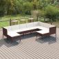 Preview: ARDEBO.de - 9-tlg. Garten-Lounge-Set mit Auflagen Poly Rattan Braun