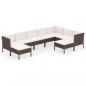 Preview: 9-tlg. Garten-Lounge-Set mit Auflagen Poly Rattan Braun