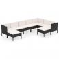 Preview: 9-tlg. Garten-Lounge-Set mit Auflagen Poly Rattan Schwarz