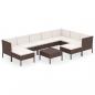 Preview: 10-tlg. Garten-Lounge-Set mit Auflagen Poly Rattan Braun