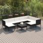 Preview: ARDEBO.de - 10-tlg. Garten-Lounge-Set mit Auflagen Poly Rattan Schwarz 