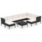 Preview: 10-tlg. Garten-Lounge-Set mit Auflagen Poly Rattan Schwarz 