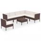 Preview: 8-tlg. Garten-Lounge-Set mit Auflagen Poly Rattan Braun