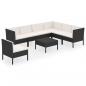 Preview: 8-tlg. Garten-Lounge-Set mit Auflagen Poly Rattan Schwarz