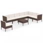 Preview: 9-tlg. Garten-Lounge-Set mit Auflagen Poly Rattan Braun