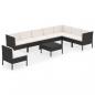 Preview: 9-tlg. Garten-Lounge-Set mit Auflagen Poly Rattan Schwarz