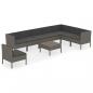 Preview: 9-tlg. Garten-Lounge-Set mit Auflagen Poly Rattan Grau