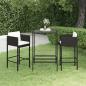 Preview: ARDEBO.de - 3-tlg. Gartenbar-Set mit Kissen Poly Rattan Schwarz