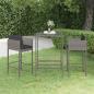 Preview: ARDEBO.de - 3-tlg. Gartenbar-Set mit Kissen Poly Rattan Grau