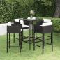 Preview: ARDEBO.de - 5-tlg. Gartenbar-Set mit Kissen Poly Rattan Schwarz