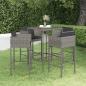 Preview: ARDEBO.de - 5-tlg. Gartenbar-Set mit Kissen Poly Rattan Grau