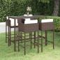 Preview: ARDEBO.de - 5-tlg. Gartenbar-Set mit Kissen Poly Rattan Braun