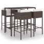 Preview: 5-tlg. Gartenbar-Set mit Kissen Poly Rattan Braun