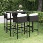 Preview: ARDEBO.de - 5-tlg. Gartenbar-Set mit Kissen Poly Rattan Schwarz