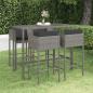 Preview: ARDEBO.de - 5-tlg. Gartenbar-Set mit Kissen Poly Rattan Grau