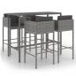 Preview: 5-tlg. Gartenbar-Set mit Kissen Poly Rattan Grau