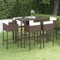 Preview: ARDEBO.de - 7-tlg. Gartenbar-Set mit Kissen Poly Rattan Braun