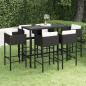 Preview: ARDEBO.de - 7-tlg. Gartenbar-Set mit Kissen Poly Rattan Schwarz