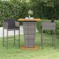 Preview: ARDEBO.de - 3-tlg. Gartenbar-Set mit Kissen Poly Rattan Grau