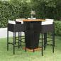 Preview: ARDEBO.de - 5-tlg. Gartenbar-Set mit Kissen Poly Rattan Schwarz