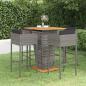 Preview: ARDEBO.de - 5-tlg. Gartenbar-Set mit Kissen Poly Rattan Grau