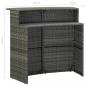 Preview: 3-tlg. Gartenbar-Set mit Kissen Poly Rattan Grau