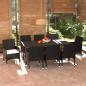 Preview: ARDEBO.de - 9-tlg. Garten-Essgruppe mit Kissen Poly Rattan Schwarz