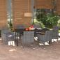 Preview: ARDEBO.de - 7-tlg. Garten-Essgruppe mit Kissen Poly Rattan Grau