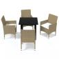 Preview: 5-tlg. Garten-Essgruppe mit Kissen Poly Rattan Beige