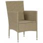 Preview: 5-tlg. Garten-Essgruppe mit Kissen Poly Rattan Beige