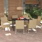 Preview: ARDEBO.de - 7-tlg. Garten-Essgruppe mit Kissen Poly Rattan Beige