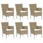 Preview: 7-tlg. Garten-Essgruppe mit Kissen Poly Rattan Beige