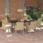 Preview: ARDEBO.de - 7-tlg. Garten-Essgruppe mit Kissen Poly Rattan Beige