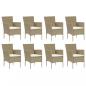 Preview: 9-tlg. Garten-Essgruppe mit Kissen Poly Rattan Beige